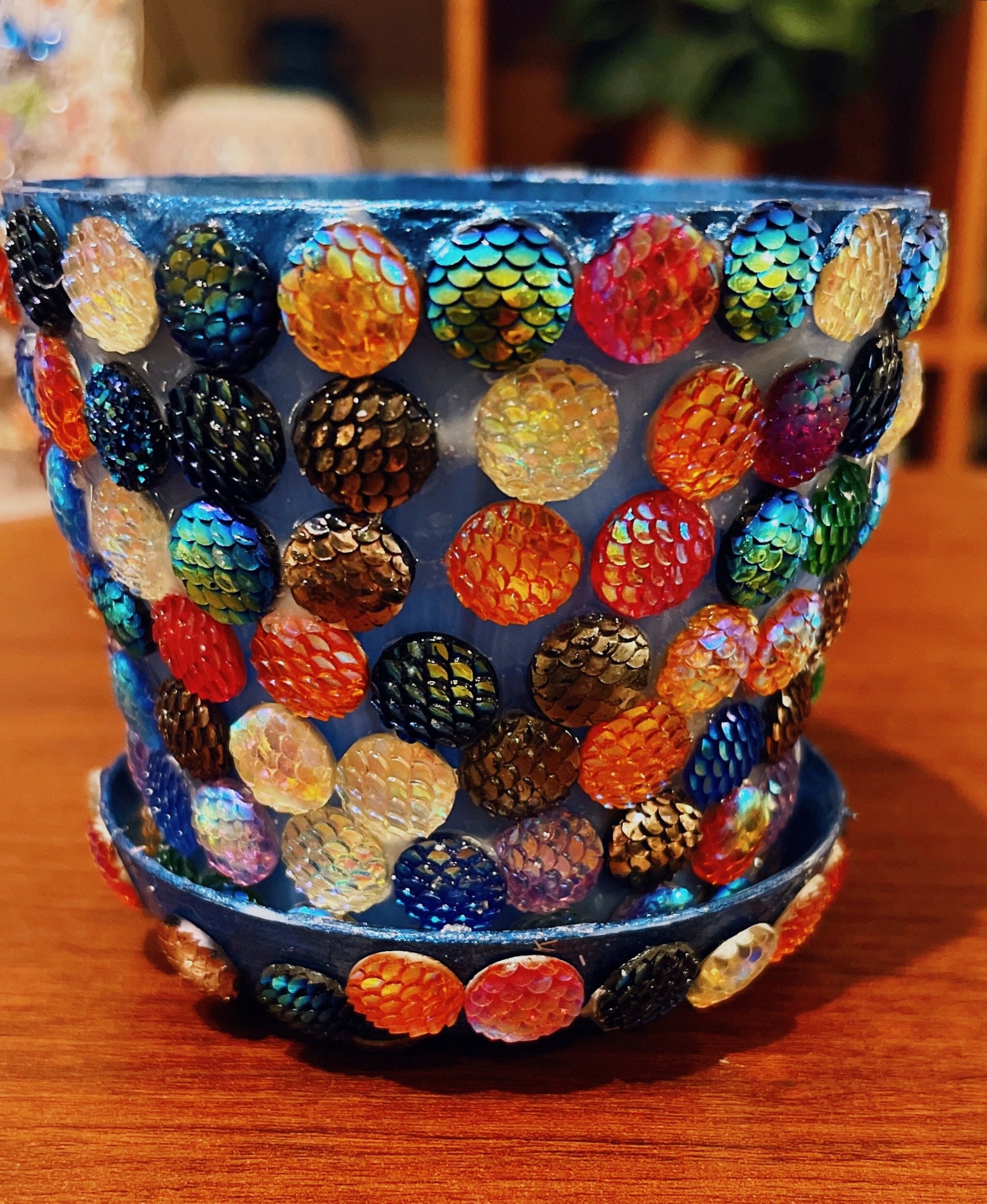 Multicolored Cabochon Planter- Flower Pot- indoor Garden- Plant Lovers.