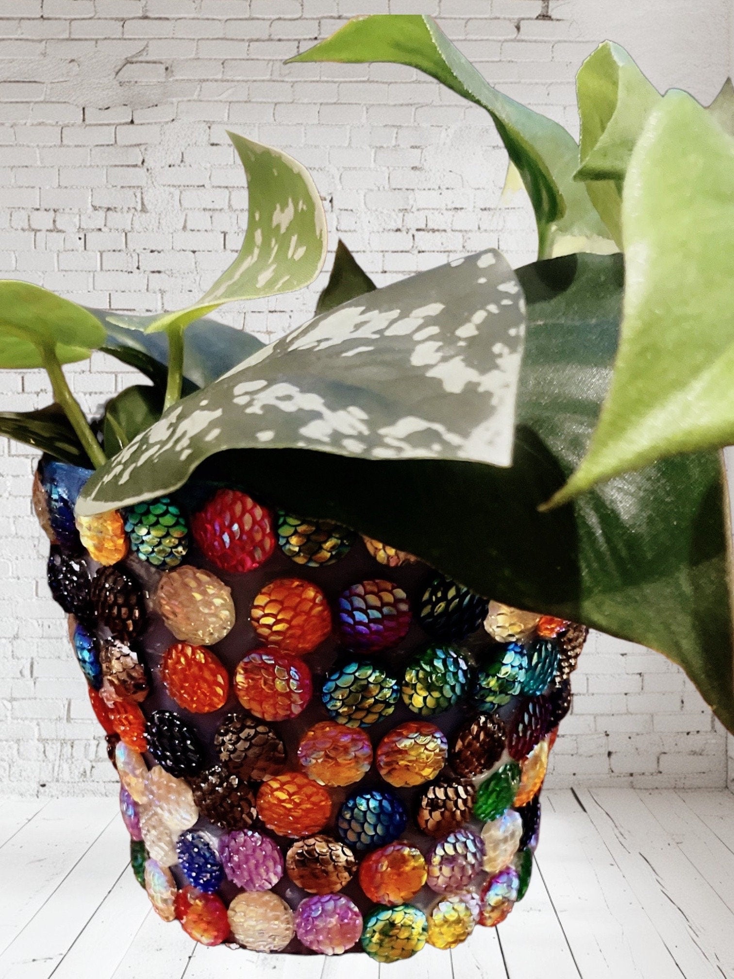 Multicolored Cabochon Planter- Flower Pot- indoor Garden- Plant Lovers.