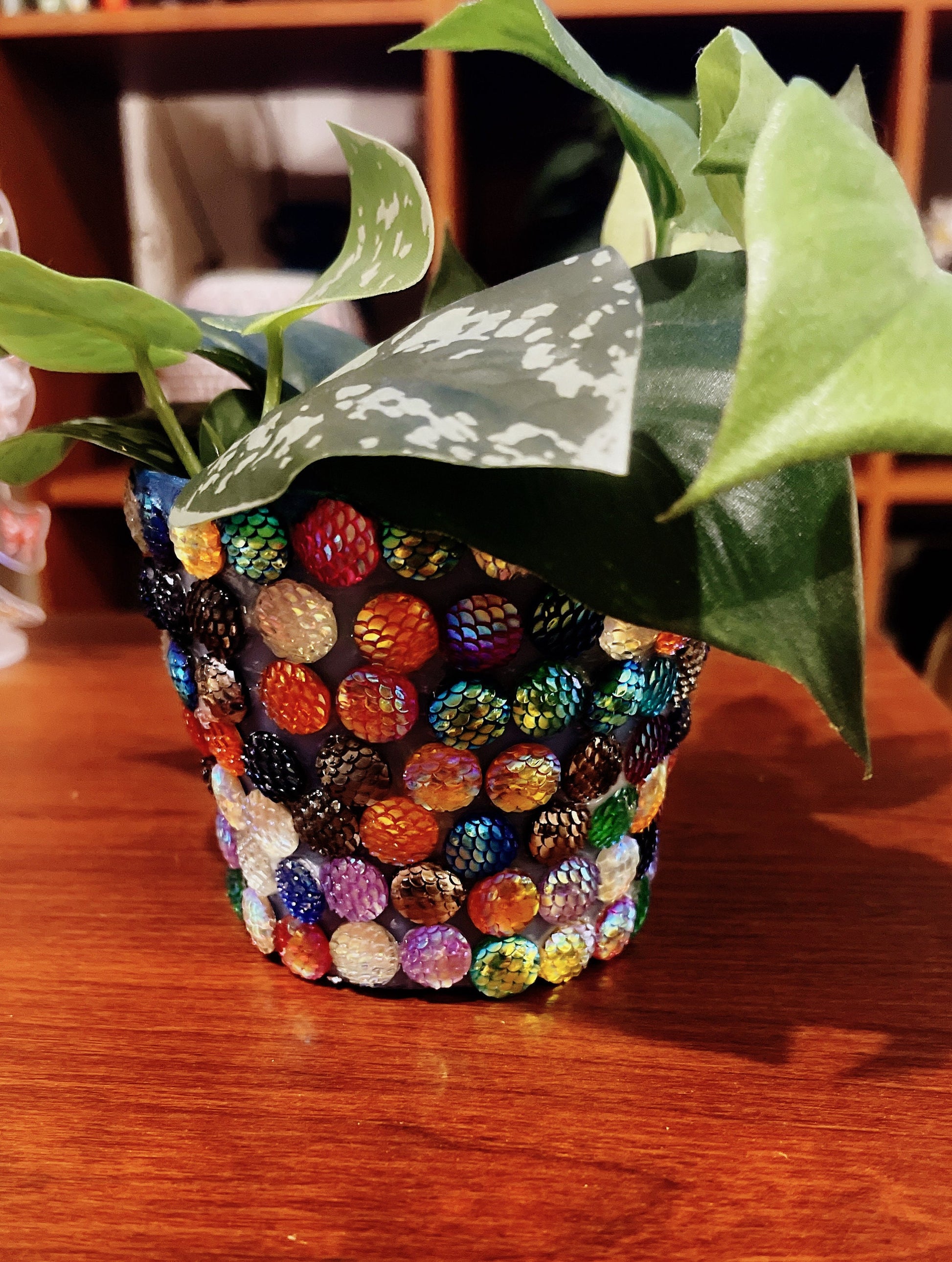 Multicolored Cabochon Planter- Flower Pot- indoor Garden- Plant Lovers.