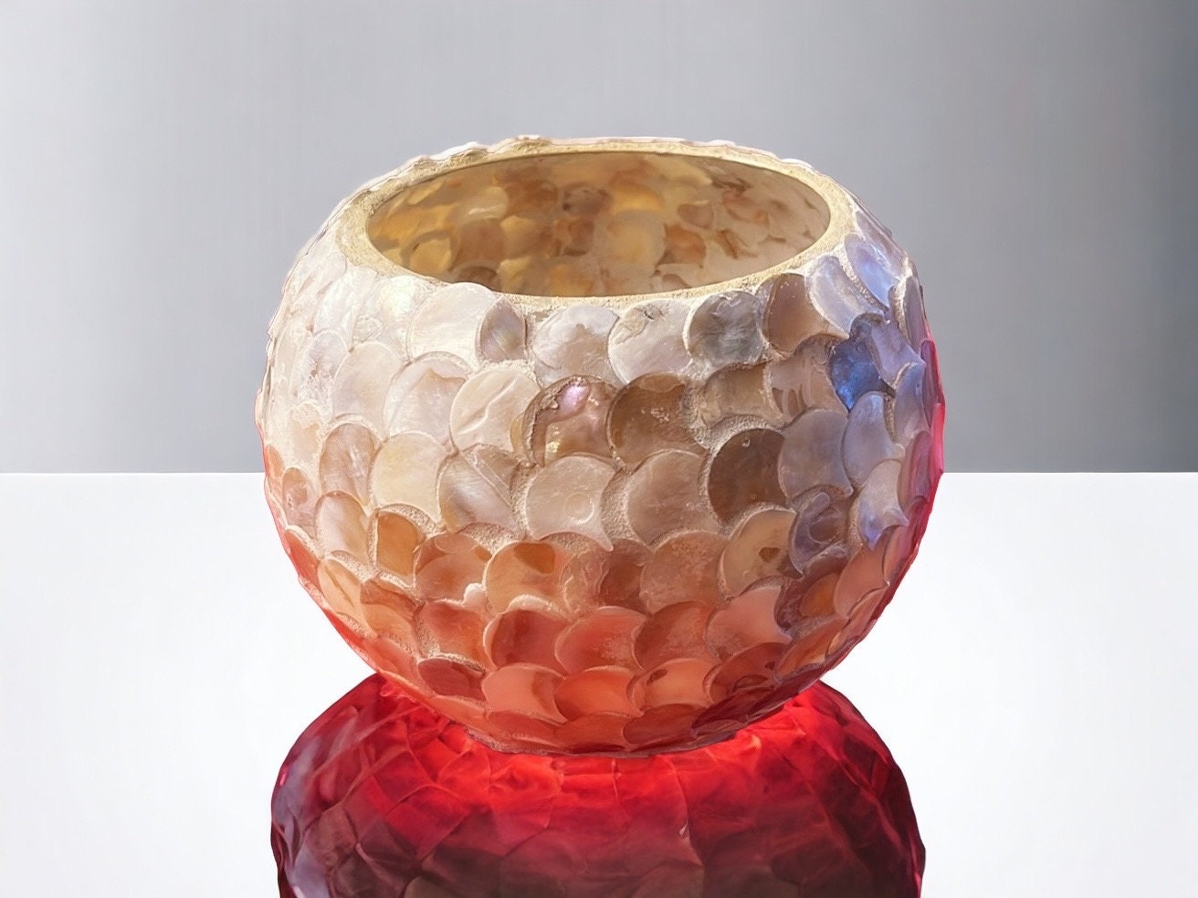 10” Mother of Pearl Bowl Planter or Vase