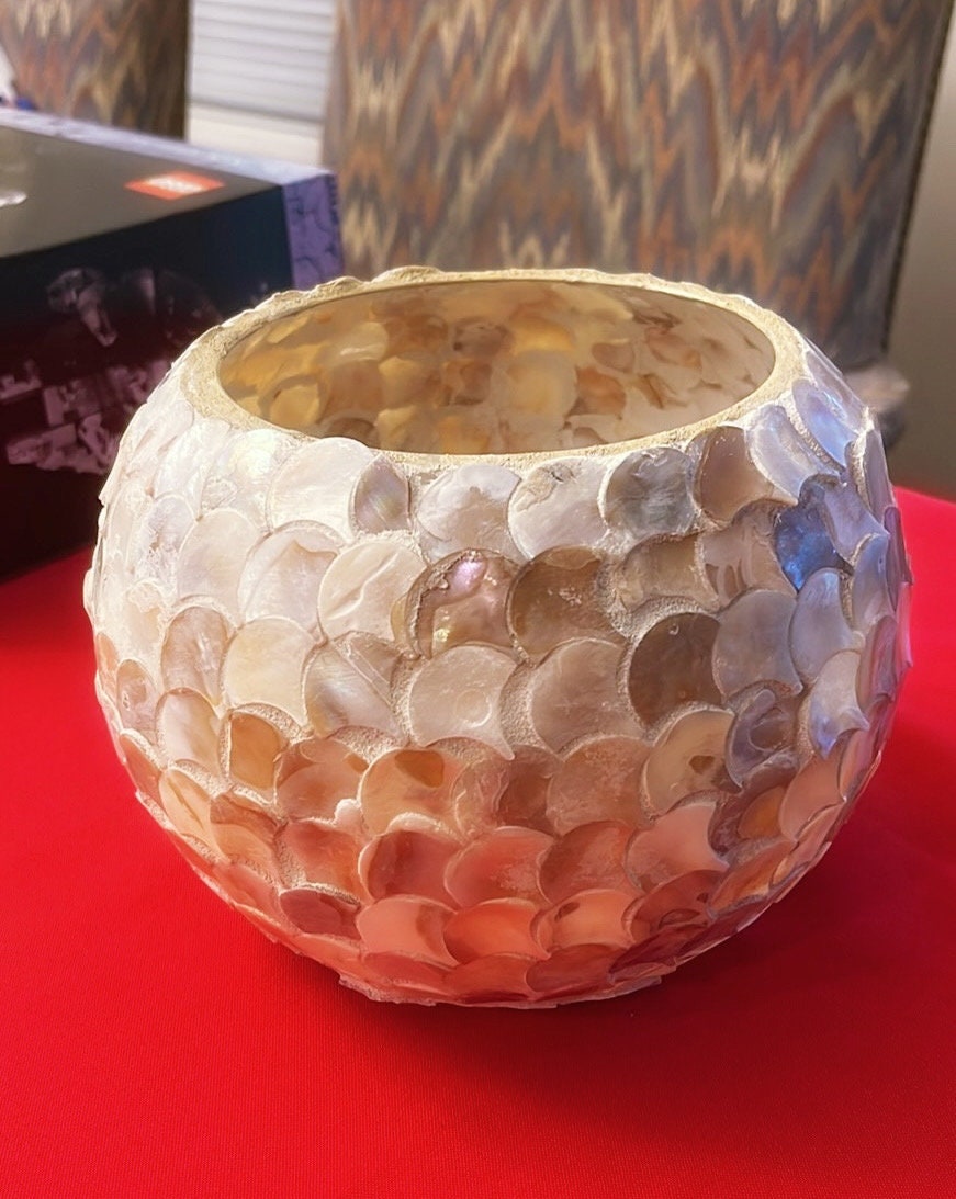 10” Mother of Pearl Bowl Planter or Vase