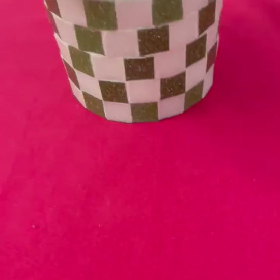 Green and White Planter / Free Shipping