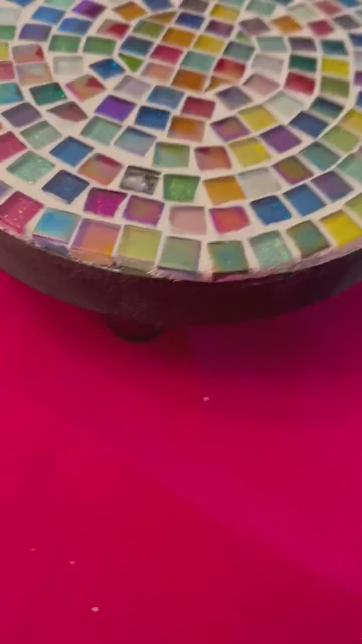 Plant Stand, Handmade Round Plant Stand, Mosaic Plant Riser | SMALL VERSION| Unique Plant Stand / Free Shipping
