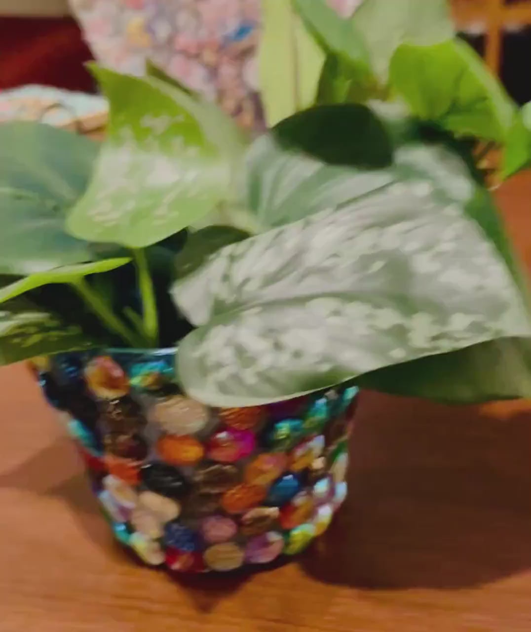 Multicolored Cabochon Planter- Flower Pot- indoor Garden- Plant Lovers.