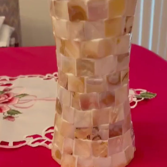 Mother of Pearl Vase 8” tall by 5”  (The Vicki Vase) / Free Shipping