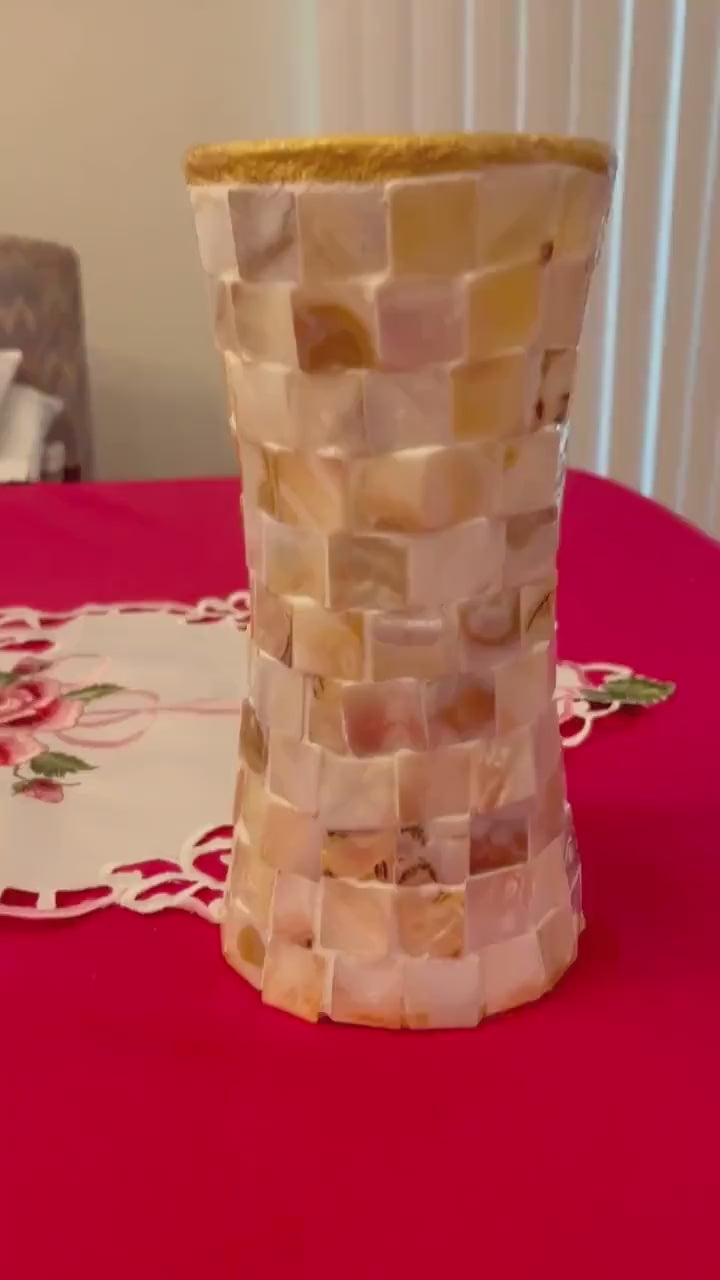 Mother of Pearl Vase 8” tall by 5”  (The Vicki Vase) / Free Shipping