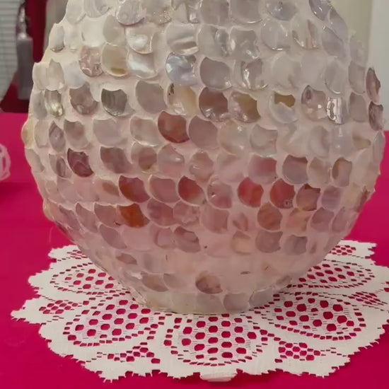 10”  Mother of Pearl Round Glass Vase